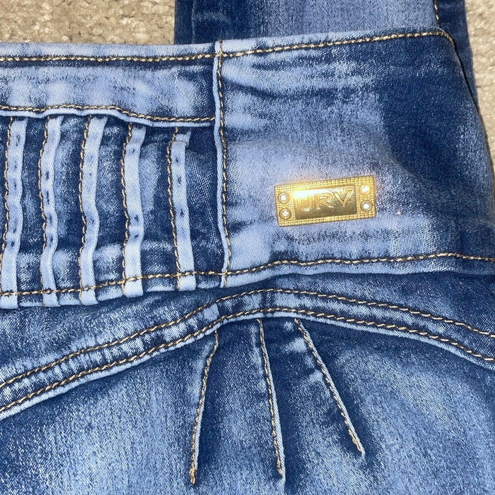 Up River blue chambray wash skinny jeans details booty ridges size 7 - Picture 5 of 16